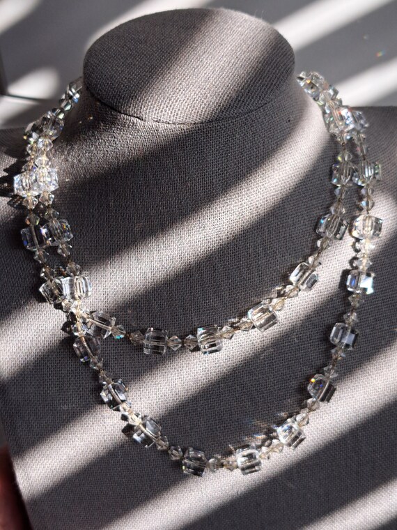 Long crystal necklace with rhinestone barrel clasp - image 5