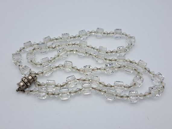 Long crystal necklace with rhinestone barrel clasp - image 4