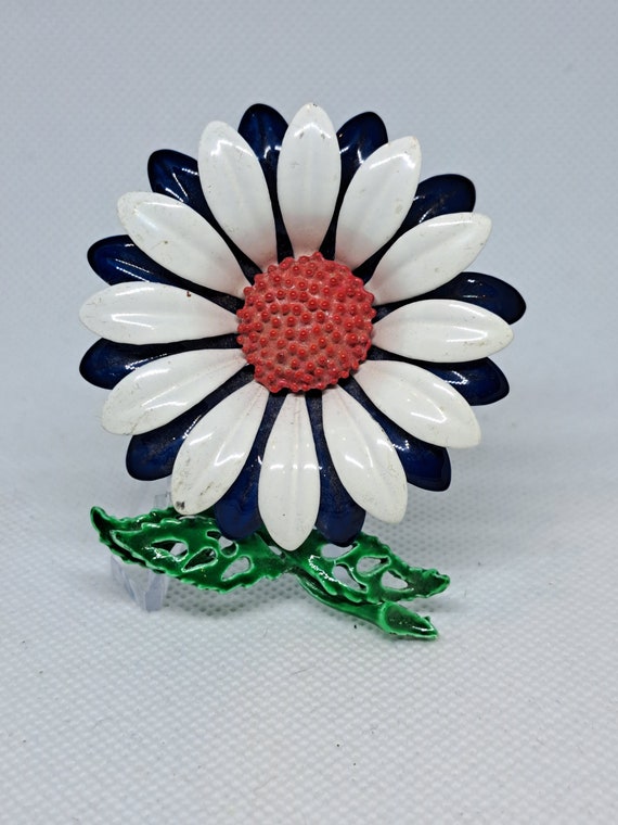 Enamel blue and white brooch - image 2