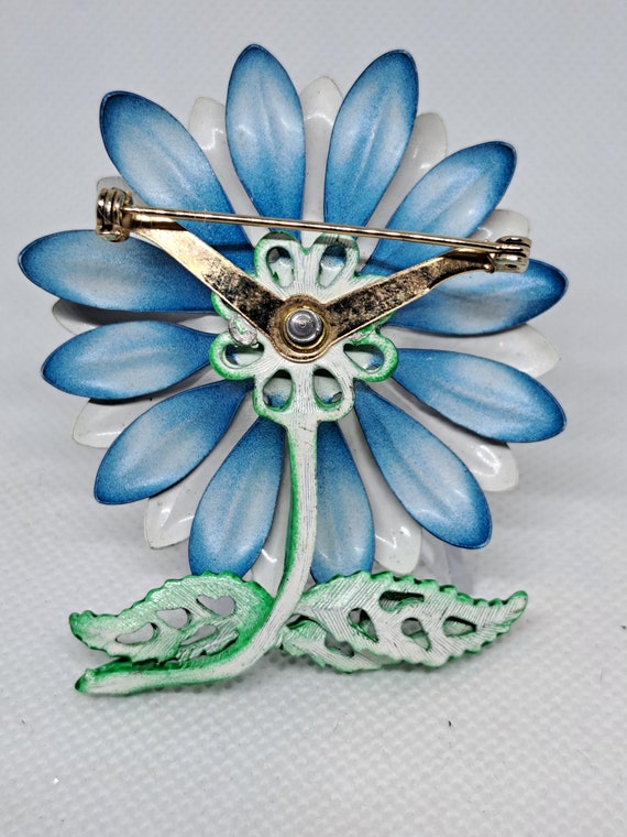 Enamel blue and white brooch - image 6