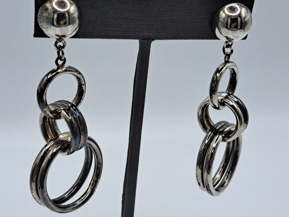925 silver multi circle dangle pierced earrings - image 2