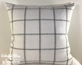 Gray and White Window Pane Plaid Pillow Cover