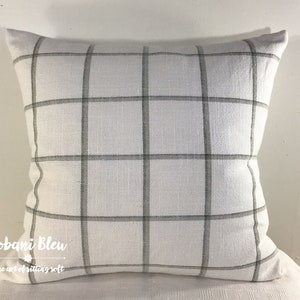 Gray and White Window Pane Plaid Pillow Cover