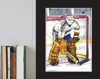 St. Louis Blues Goalie - 1970's - NHL Hockey - Art Print