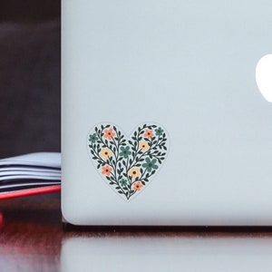 Floral Heart Clear Sticker | Water Bottle Sticker | Car Decal | Laptop Decal Sticker
