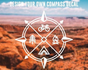 Custom Compass Icon Vinyl Decal | Water Bottle Decal | Car Window Decal | Laptop Decal