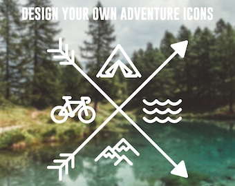 Design Your Own Adventure Icons Decal | Water Bottle Decal | Car Window Decal | Laptop Decal