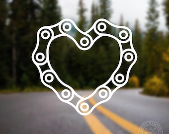 Bike Chain Heart Vinyl Decal | Biking Decal | Water Bottle Decal | Car Window Decal | Laptop Decal