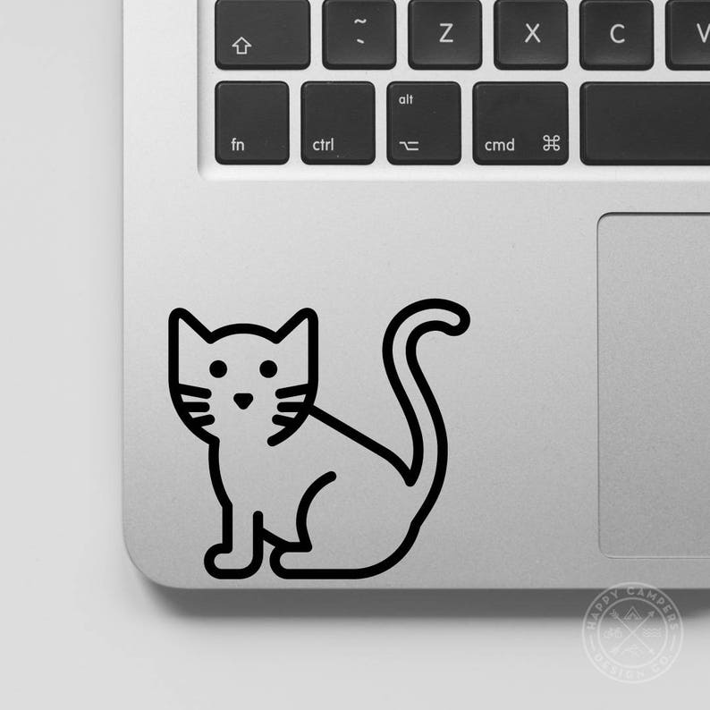 Cat Icon Vinyl Decal Water Bottle Decal Car Window Decal Laptop Decal Black