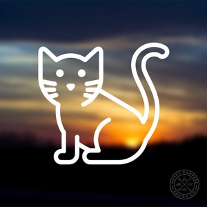 Cat Icon Vinyl Decal Water Bottle Decal Car Window Decal Laptop Decal White