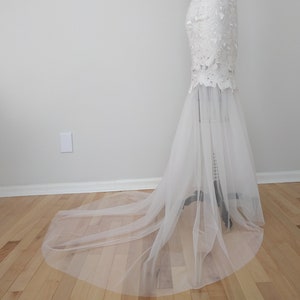 Bridal SKIRT - White Lace Tulle Ruffled Skirt Long Train, Bohemian, Boho Skirt, Wedding, Bridesmaid, Size XS- S
