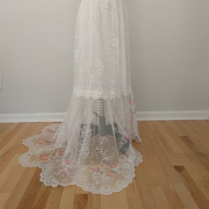 Wedding White Lace High-Low Style Train Skirt, Over Skirt, Steampunk, Bridesmaid, Bohemian Wedding, Victorian, Belly Dance, Size XS -2XL
