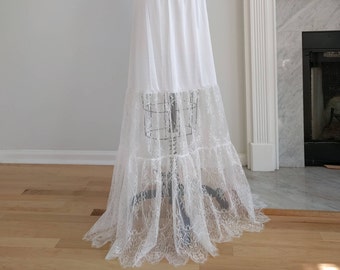 Extensor de combinación - Combinación larga de encaje blanco / Enagua Steampunk larga estilo bohemio / Boda / Dama de honor / Combinación de boda bohemia / Tallas XS - XXL