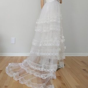 White Lace Tulle Detachable Wedding Train, Tulle Train, Detachable Wedding Skirt, Wedding Train, Wedding Lace Tulle Train, 5 Layers