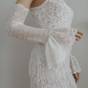 Detachable Bridal Off White Stretch Lace Sleeves - Detachable Sleeves Off Shoulder Boho Wedding Sleeves, Detachable Lace Sleeves, Gloves
