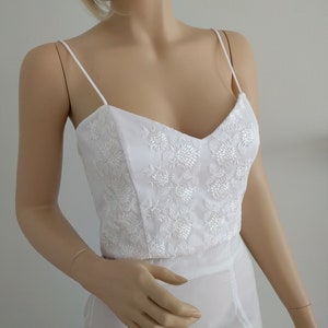 Bridal Top Light Ivory Lace Satin | Bohemian | Wedding Spaghetti Strap Lace Crop Top| Bridesmaid | Wedding Bohemian | Honeymoon, Size S - M