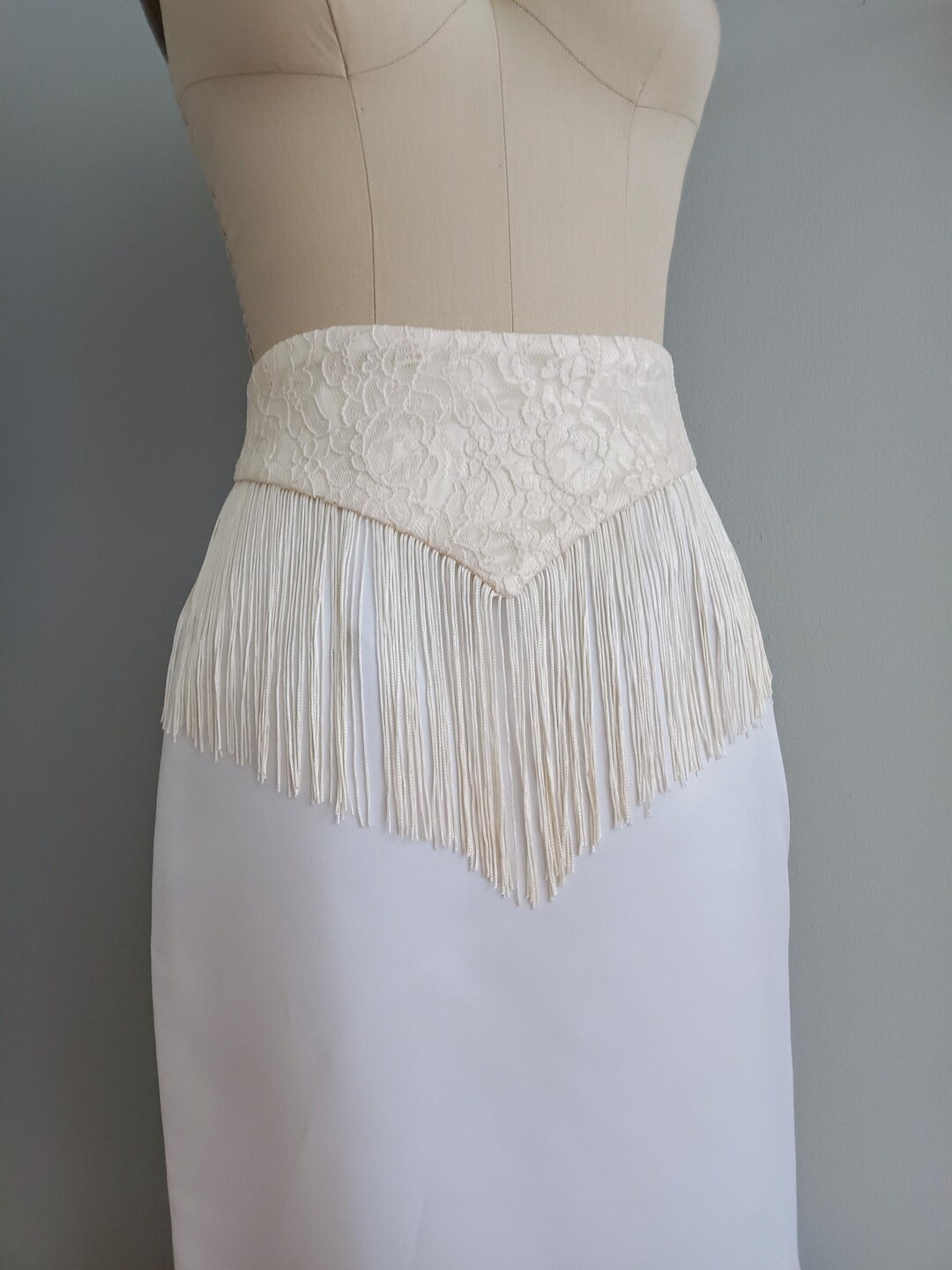 Bridal Ivory Lace Fringe Belt | Sash Belt | Ivory Lace Fringe Sash Belt ...