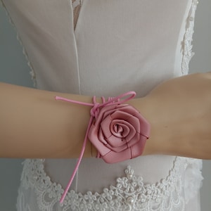Rosette Wrap Necklace | Romantic Satin Dusty Rose Flower Choker | Bridesmaid Necklace | Rose Choker | Gift For Her | Wedding Accessories