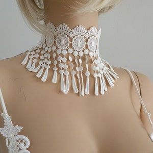 White Venice Lace Choker, Bridal Necklace , Wedding, Necklace, Baroque, Gothic , Victorian Necklace, Gothic Bohemian, Romantic Choker