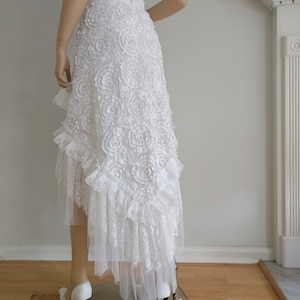 WRAP SKIRT - White Lace Tulle Wrap Ruffled Skirt, Bridal Skirt, Bohemian, Boho Skirt, High- low Style Wedding Skirt, Bridesmaid,