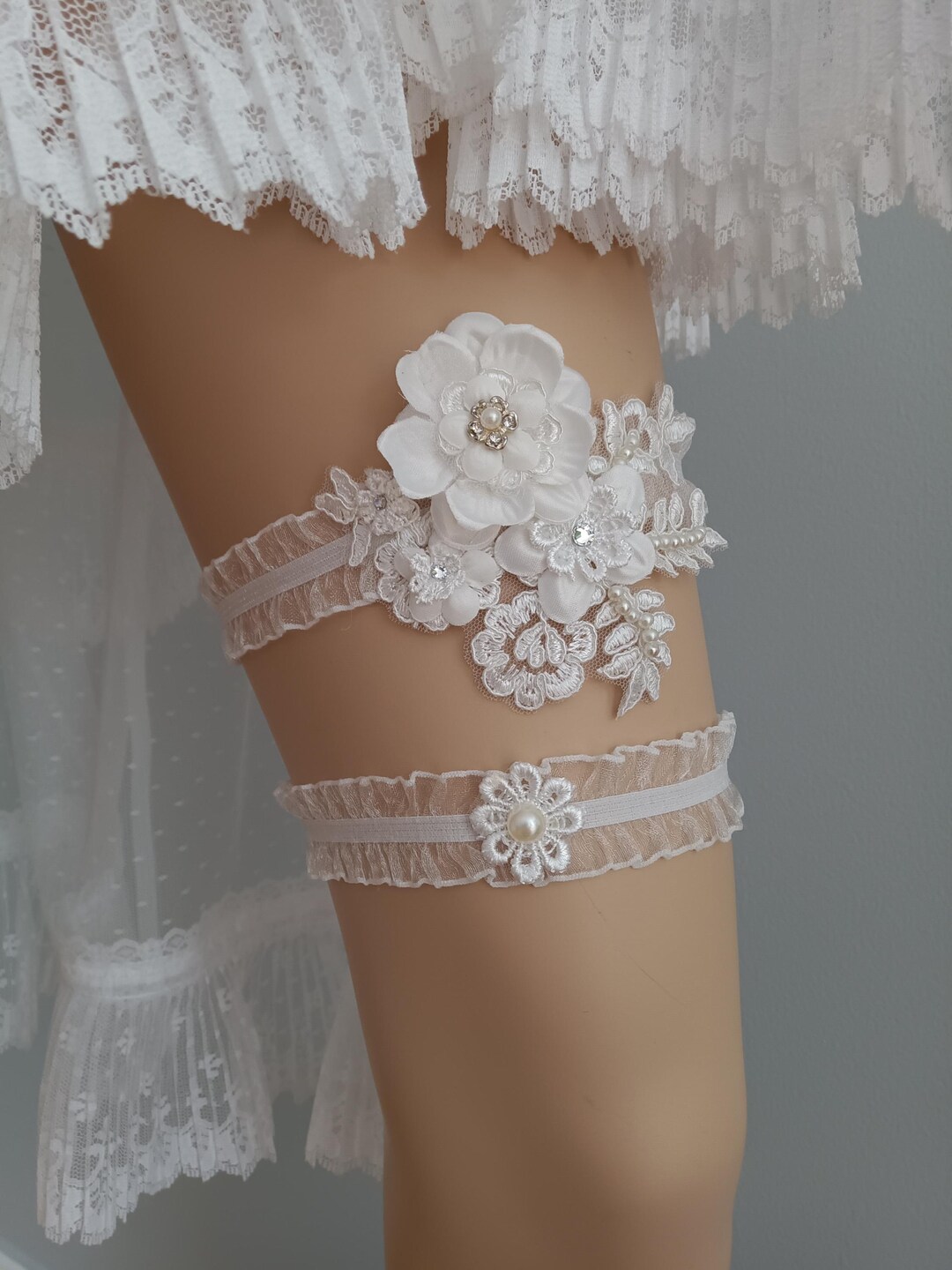 Giarrettiera Sposa In Pizzo - Set Accessori Nuziali Con Design Elegante - Foto 3