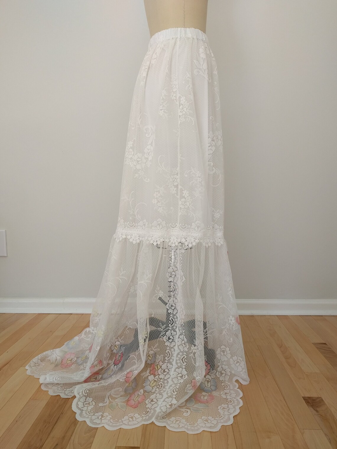 Wedding White Lace High-low Style Train Skirt Over Skirt - Etsy