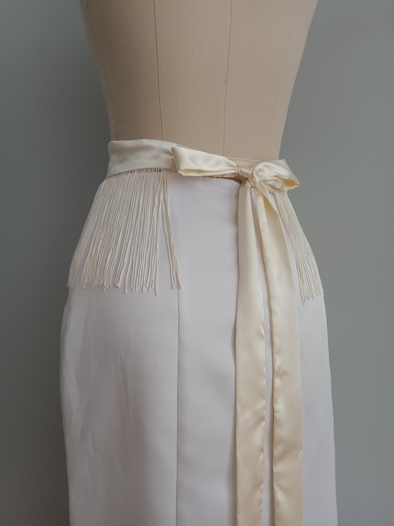 Bridal Ivory Satin Fringe Belt - Bohemian Wedding Sash | Ivory Satin ...