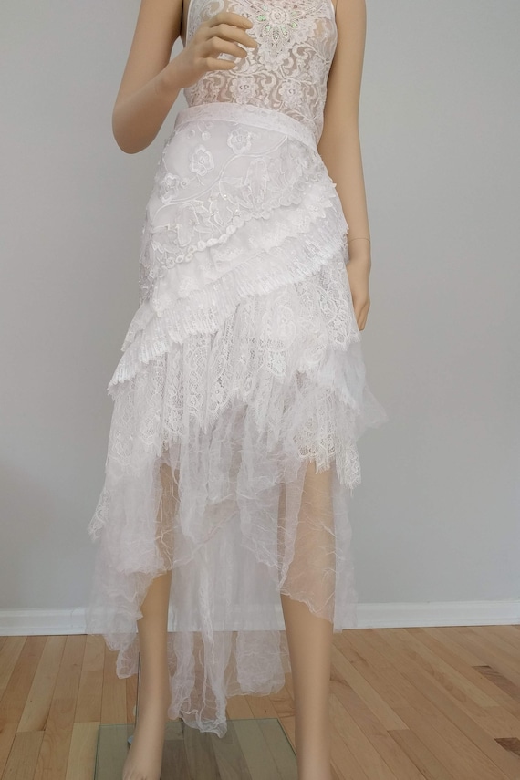 white ruffle wrap skirt