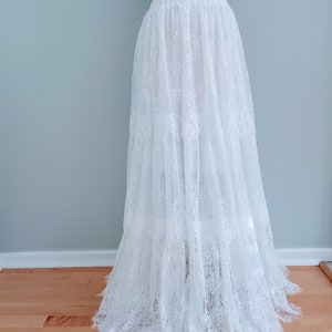 Bridal SKIRT - White Lace Ruffled Skirt, Bohemian, Boho Skirt, Wedding, Bridesmaid, Size S-XXL