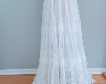 Bridal SKIRT - White Lace Ruffled Skirt, Bohemian, Boho Skirt, Wedding, Bridesmaid, Size S-XXL