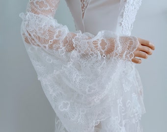 Boho Victorian Removable Sleeves - Detachable Bicep Off White Lace Sleeves, Of Shoulder Bohemian Wedding Sleeves