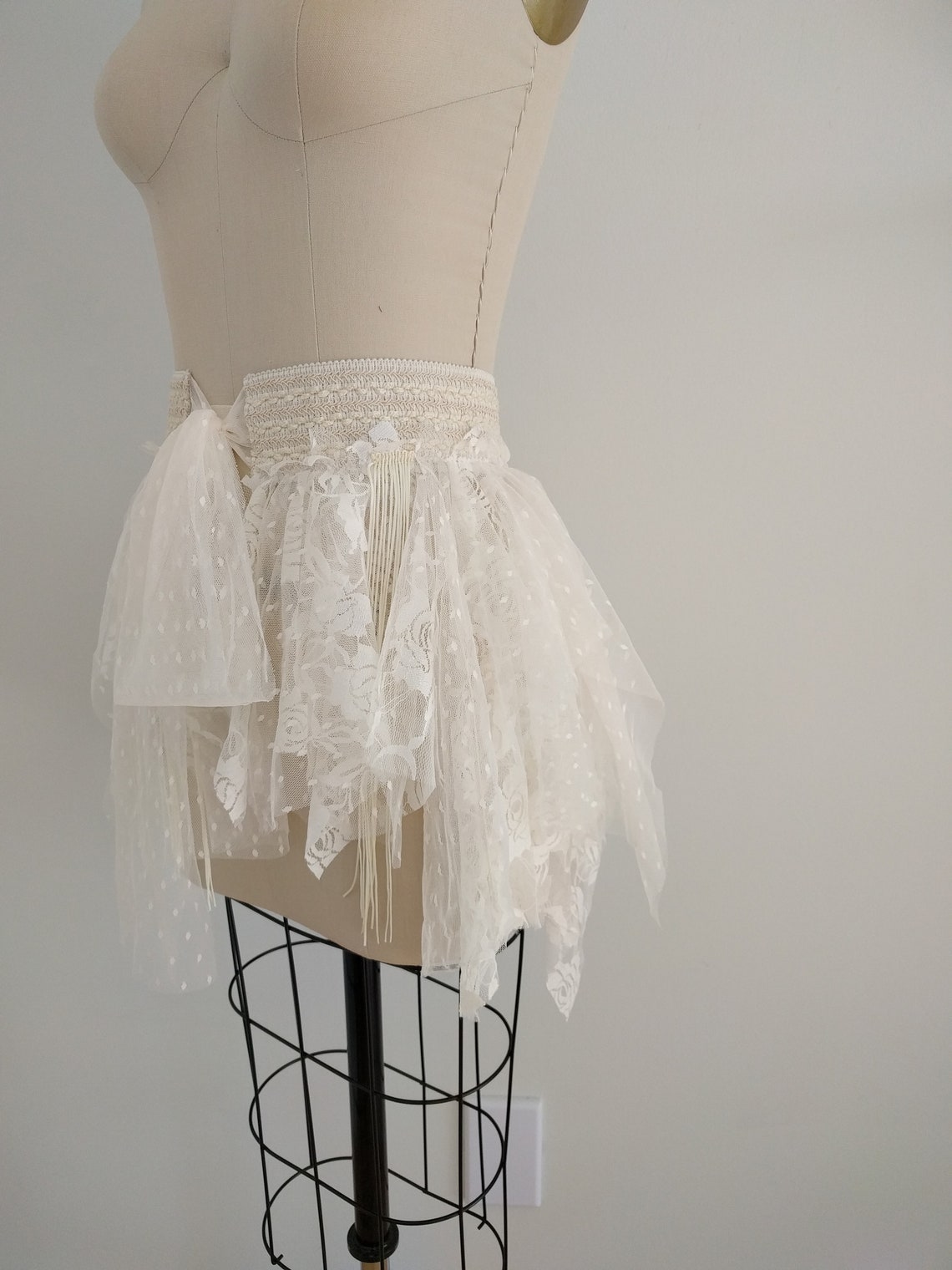 WRAP Belt Ivory Lace Tulle Tattered Wrap Belt Mini Skirt | Etsy