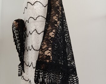 Bridal Black Lace Removable Sleeves - Off Shoulder Boho Wedding Sleeves, Detachable Black Long Sleeves