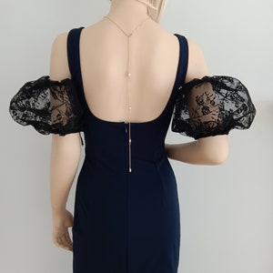Bridal Black Lace Puff Sleeves - Removable Sleeves, Off Shoulder Boho Wedding Sleeves, Detached Ivory Lace Sleeves, Evening Sleeves Dress