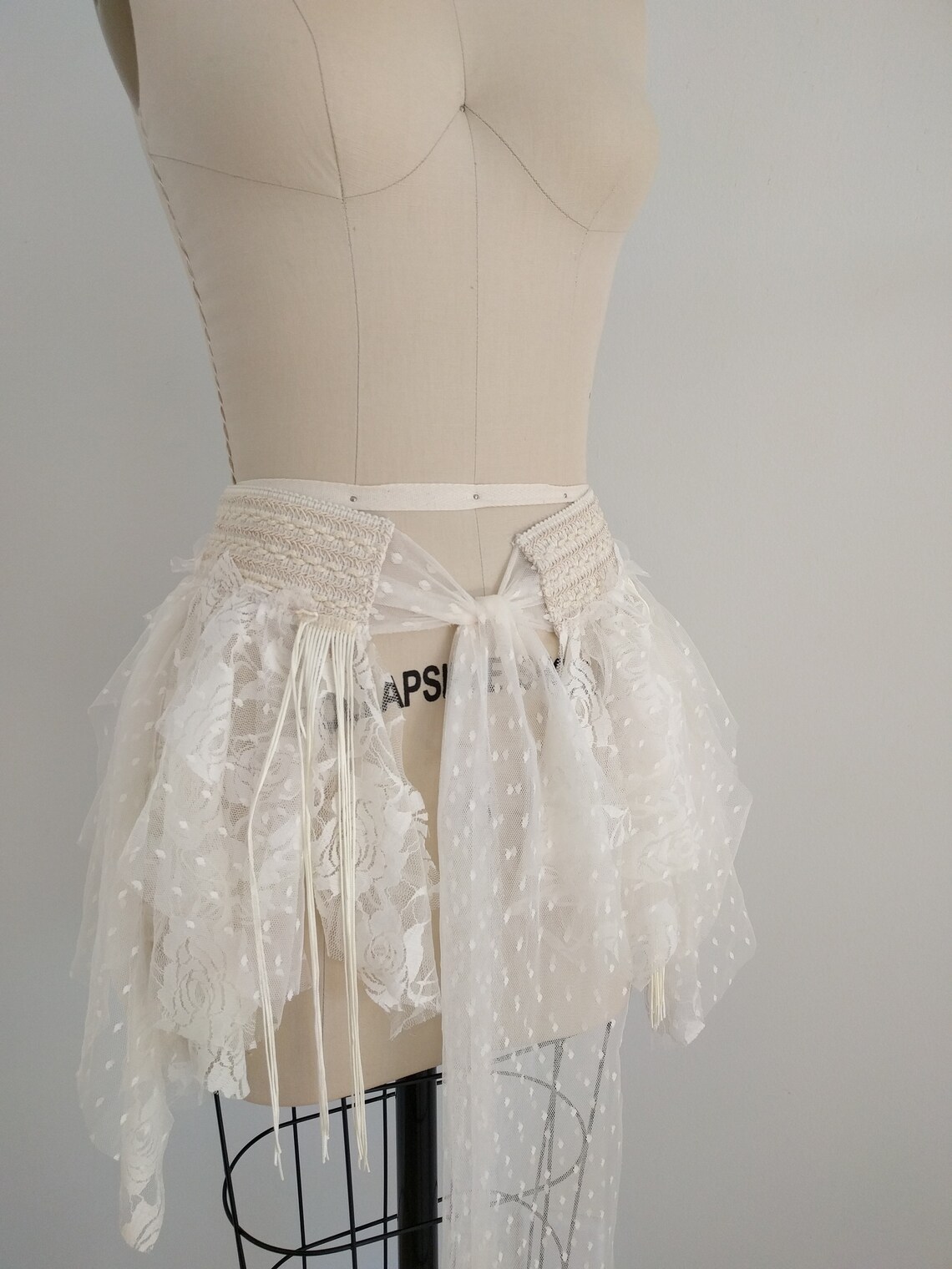 WRAP Belt Ivory Lace Tulle Tattered Wrap Belt Mini Skirt Etsy