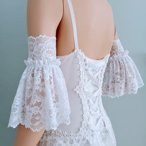 Bridal White Lace Short Sleeves - Removable Sleeves, Off Shoulder Boho Wedding Sleeves, White Lace Sleeves, White Lace, Gloves, Gift for Her