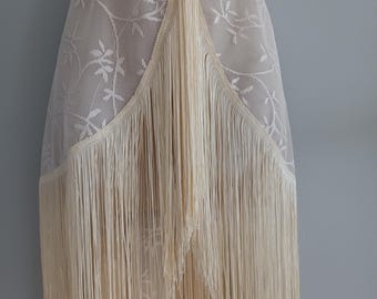 Boho Ivory Lace Fringed Wrap Skirt | Woman Shabby Faerie Hippie Boho Cover up Beach Skirt | Dance Skirt | Wrap Skirt | Wedding Beach Skirt