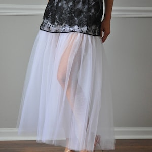 Slip Extender -Long White/or Cream Double Layer of Tulle Ruffle Steampunk Petticoat Slip Wedding, Bridesmaid, Size XS - XXL