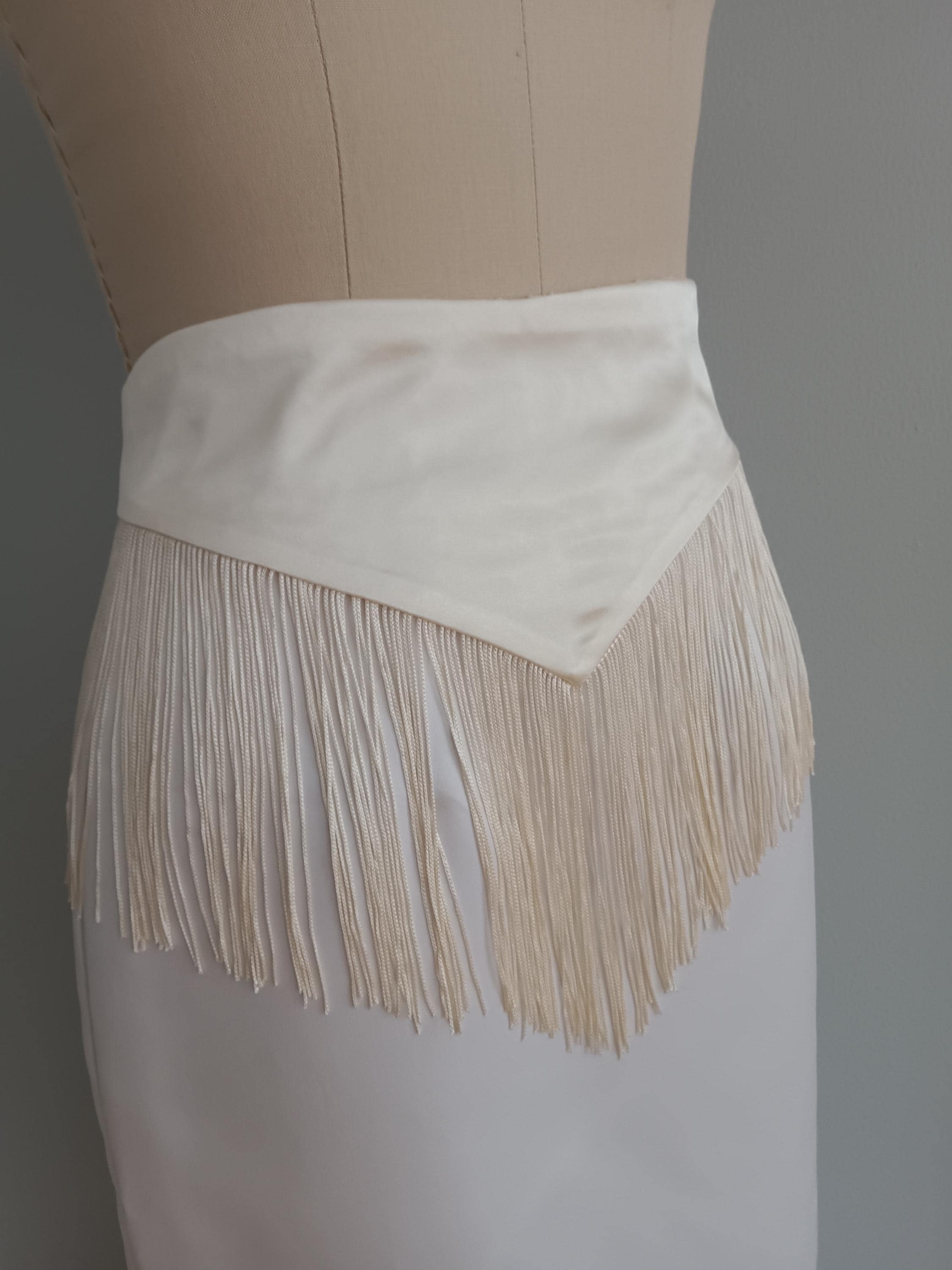 Bridal Ivory Satin Fringe Belt - Bohemian Wedding Sash | Ivory Satin ...