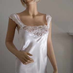 Bridal Nightgown White Satin&Chiffon Bohemian Lingerie Wedding Bridesmaid Wedding Bohemian Honeymoon, Size S M-L image 5
