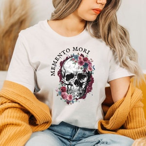 Catholic Skull Shirt MEMENTO MORI TShirt Skull with Flowers Sweater CATHOLIC Memento Mori Skull All Saints Day Catholic Shirt All Souls Day