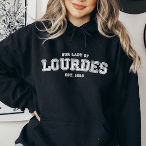 Our Lady of Lourdes Collegiate Catholic Tshirt Our Lady Lourdes Catholic Sweatshirt Marian Catholic Gift for Christmas Catholic Hoodie