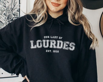 Our Lady of Lourdes Collegiate Catholic Tshirt Our Lady Lourdes Catholic Sweatshirt Marian Catholic Gift for Christmas Catholic Hoodie