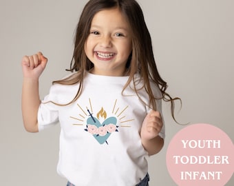 Immaculate Heart of Mary Catholic Kids Shirt Hail Mary Catholic Gift Virgin Mary Baby Bodysuit Sacred Heart Holy Mary Christmas Gift for Her