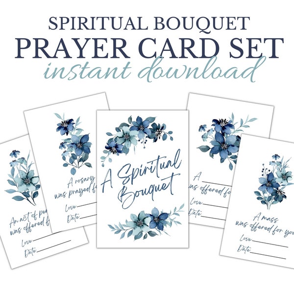 Spiritual Bouquet Catholic Printable, Mass Intention Cards, Catholic Prayer Cards, Rosary, Chaplet, Watercolor Flower Spiritual Bouquet