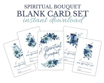Spiritual Bouquet Printable Set, Blank Catholic Prayer Cards, Offer it Up, Catholic Greeting Card, Praying for You, Encouragement Cards