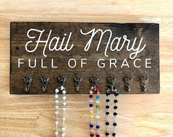 Catholic Hail Mary Rosary Hanger Catholic Anniversary Gift for Wife Rosary Holder Catholic Traditional Catholic Veil Hanger Gift for Wedding