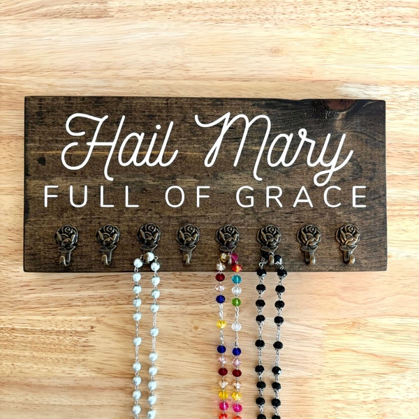 Catholic Hail Mary Rosary Hanger Catholic Anniversary Gift for Wife Rosary Holder Catholic Traditional Catholic Veil Hanger Gift for Wedding