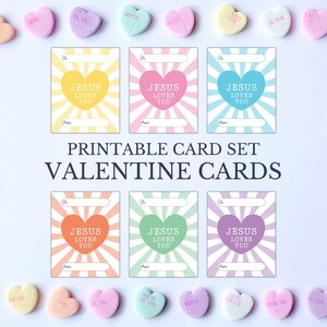 Jesus Loves You Valentines Day Printable Cards Candy Hearts Valentine Card for Kids Catholic ...