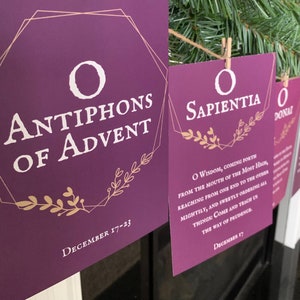 O Antiphon Card Set 5x7 Advent Scripture Cards Catholic PRINT Advent Christmas Countdown Liturgy of the Hours Traditional Catholic Advent